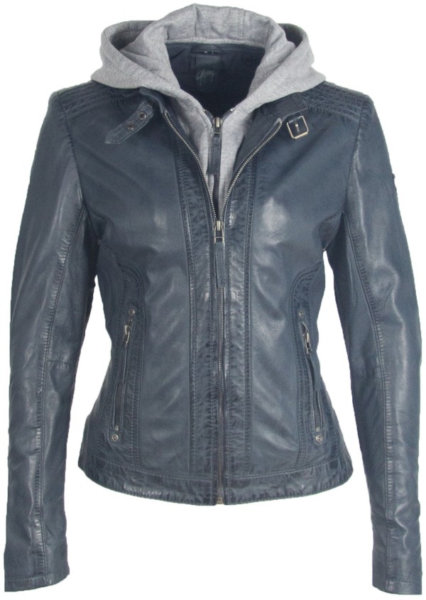 Geaca de Piele Naturala Dama Gipsy Albastru Denim GGTalida LAMAS – IMBRACAMINTE — fotografia 1