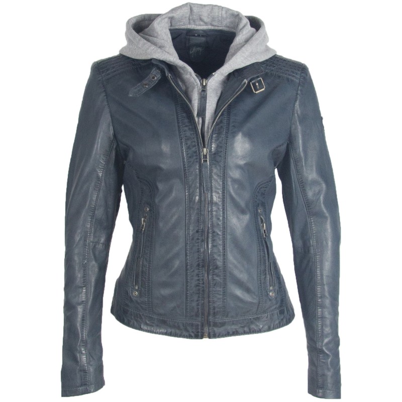 Geaca de Piele Naturala Dama Gipsy Albastru Denim GGTalida LAMAS – IMBRACAMINTE