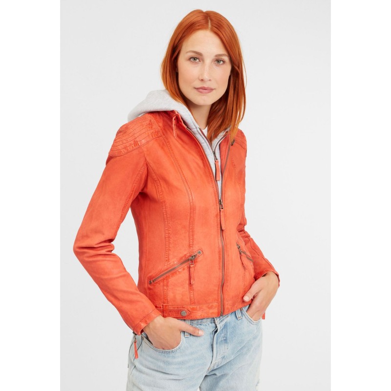 Geaca de Piele Dama Gipsy Portocaliu Inchis GGTiffy LAMOV – IMBRACAMINTE