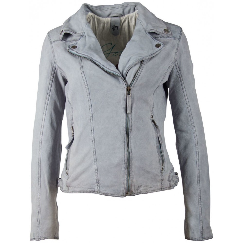 Geaca de Piele Naturala Dama Gipsy Albastru Deschis GGVilja LACOSV - readytowear