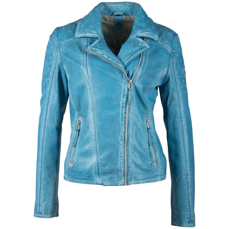 Geaca de Piele Dama Gipsy Turcoaz GGVinny LADEV – IMBRACAMINTE