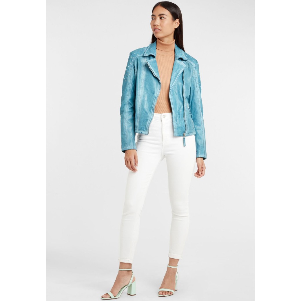 Geaca de Piele Dama Gipsy Turcoaz GGVinny LADEV – IMBRACAMINTE