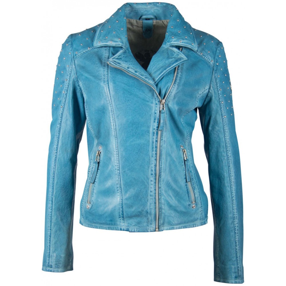 Geaca de Piele Dama Gipsy Turcoaz GGVinny LADEV Geaca de Piele Dama Gipsy Turcoaz GGVinny LADEV - readytowear