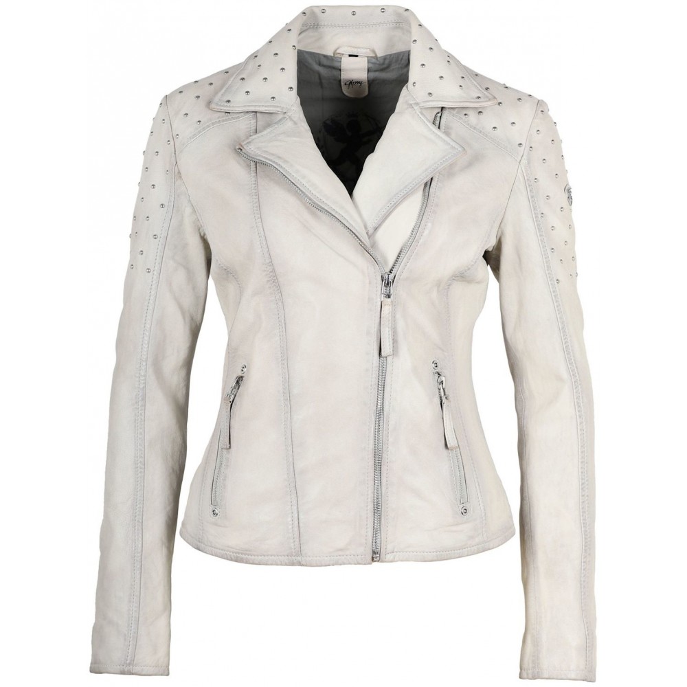 Geaca de Piele Naturala Dama Gipsy Alb Murdar GGVinny LADEV Geaca de Piele Naturala Dama Gipsy Alb Murdar GGVinny LADEV - readytowear