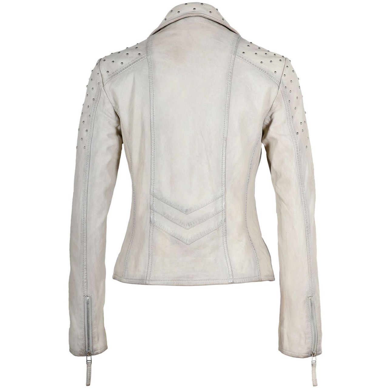 Geaca de Piele Naturala Dama Gipsy Alb Murdar GGVinny LADEV – IMBRACAMINTE