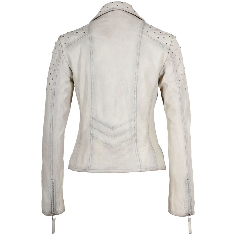 Geaca de Piele Naturala Dama Gipsy Alb Murdar GGVinny LADEV – IMBRACAMINTE