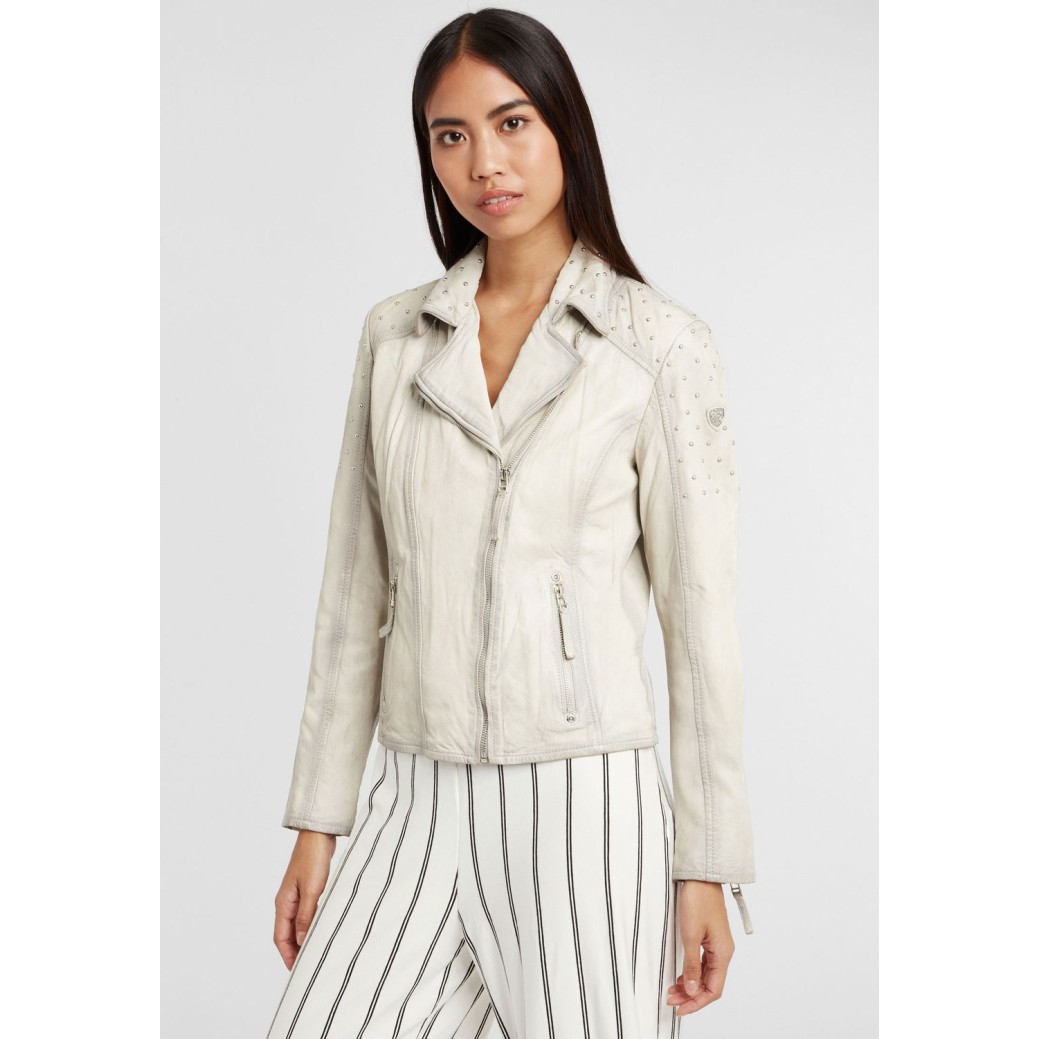 Geaca de Piele Naturala Dama Gipsy Alb Murdar GGVinny LADEV – IMBRACAMINTE