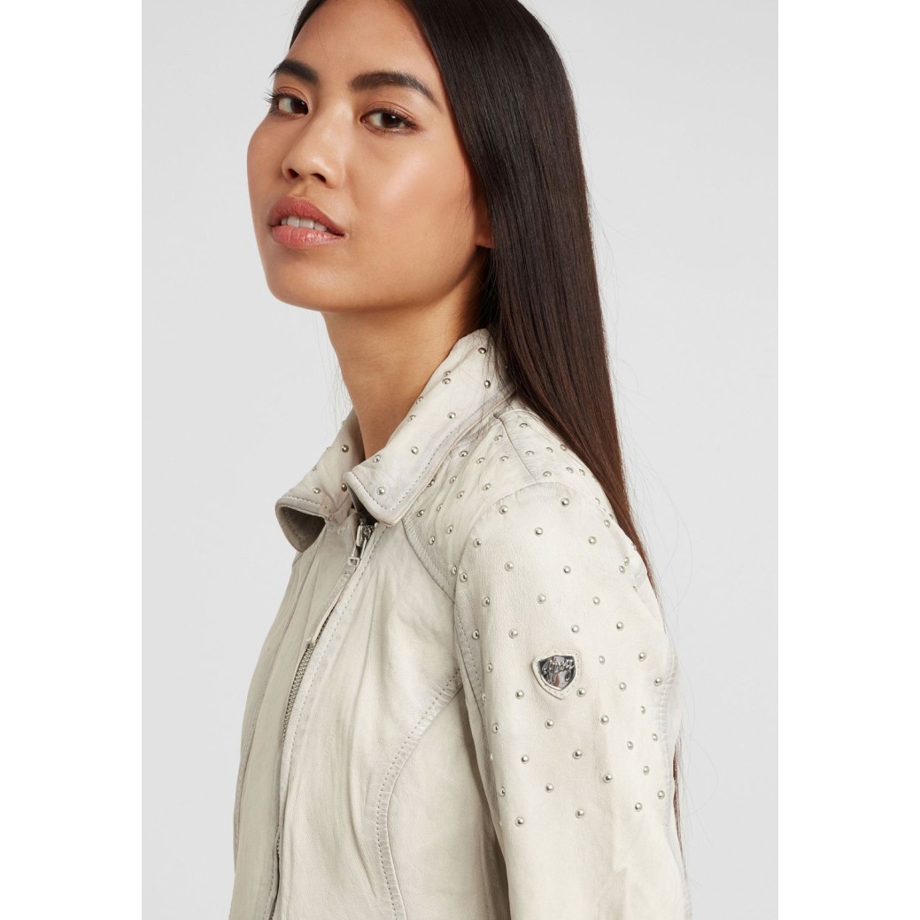 Geaca de Piele Naturala Dama Gipsy Alb Murdar GGVinny LADEV – IMBRACAMINTE