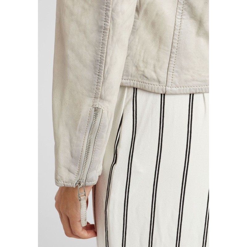 Geaca de Piele Naturala Dama Gipsy Alb Murdar GGVinny LADEV – IMBRACAMINTE