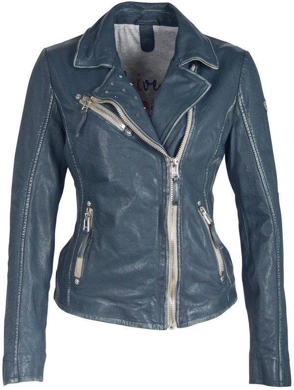 Geaca de Piele Naturala Dama Gipsy Albastru Denim GGWildheart LABAGV – IMBRACAMINTE — fotografia 1