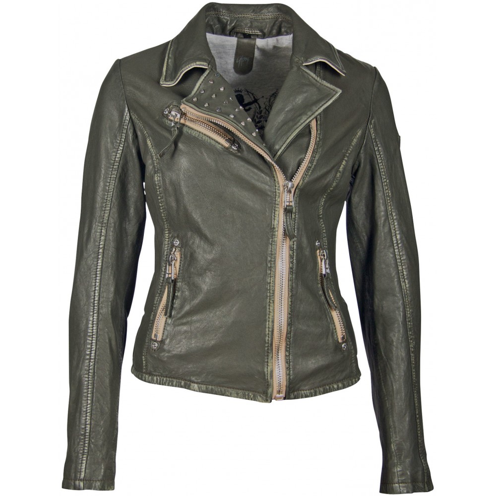 Geaca de Piele Naturala Dama Gipsy Olive GGWildheart LABAGV Geaca de Piele Naturala Dama Gipsy Olive GGWildheart LABAGV - readytowear