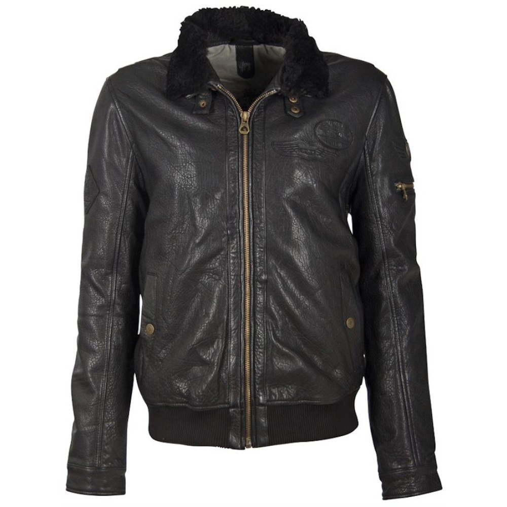 Geaca de Piele Barbati Gipsy Negru Antic GMCanjon LAMAV W geci de piele - readytowear.ro
