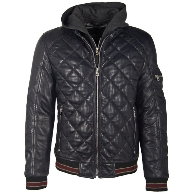 Geaca de Piele Naturala Barbati Gipsy Bleumarin Inchis GMCludo LACEV W – IMBRACAMINTE