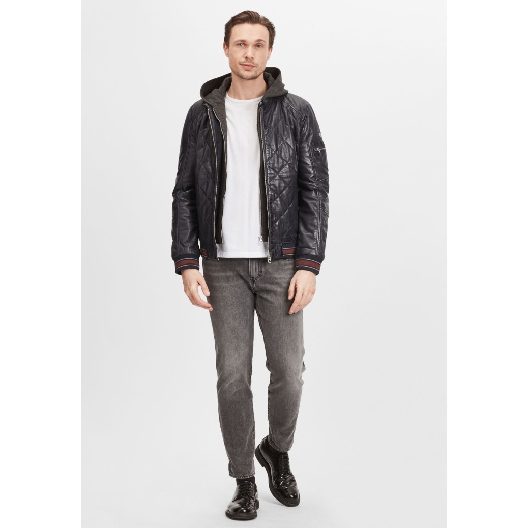 Geaca de Piele Naturala Barbati Gipsy Bleumarin Inchis GMCludo LACEV W – IMBRACAMINTE