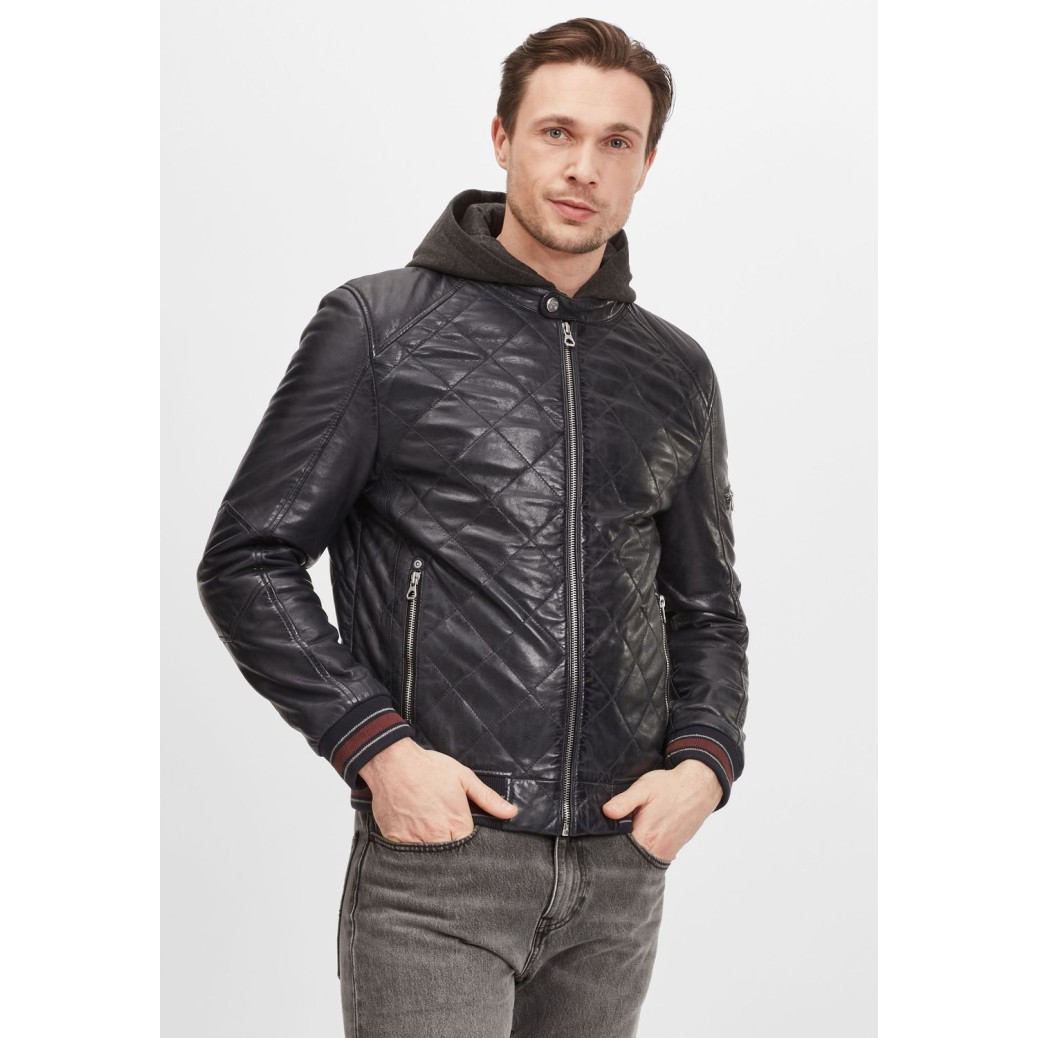 Geaca de Piele Naturala Barbati Gipsy Bleumarin Inchis GMCludo LACEV W – IMBRACAMINTE