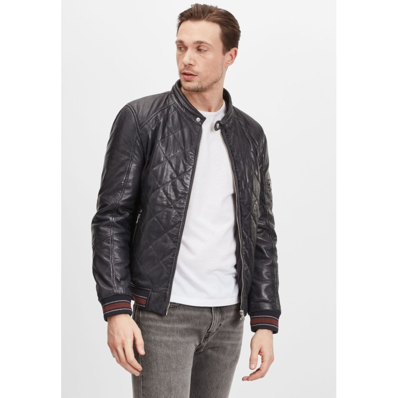 Geaca de Piele Naturala Barbati Gipsy Bleumarin Inchis GMCludo LACEV W – IMBRACAMINTE