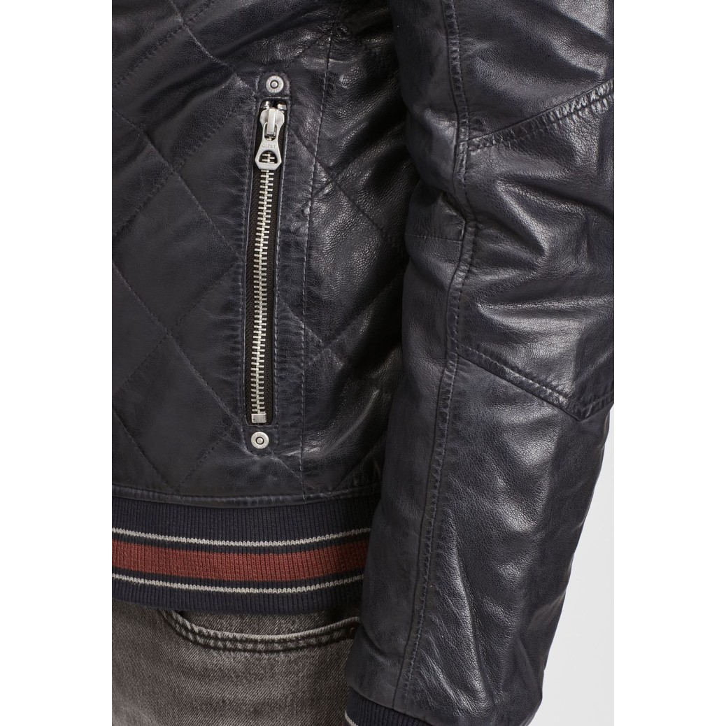 Geaca de Piele Naturala Barbati Gipsy Bleumarin Inchis GMCludo LACEV W – IMBRACAMINTE