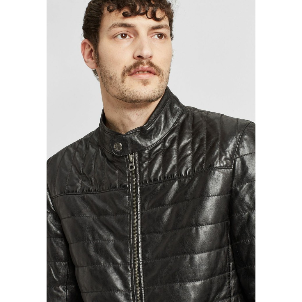 Geaca de Iarna din Piele Barbati Gipsy Neagra GMComrie – IMBRACAMINTE