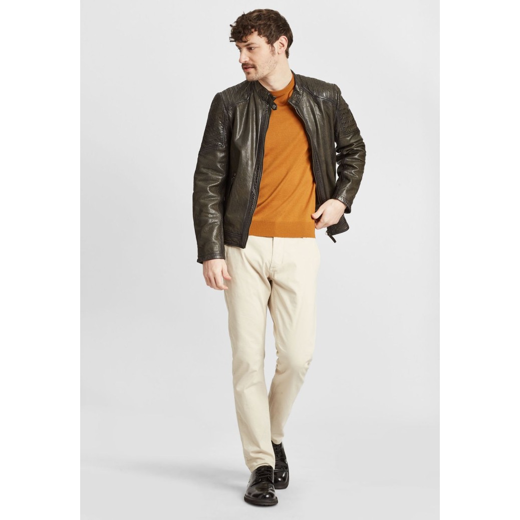 Geaca de Piele Barbati Gipsy Olive Inchis GMDamion LAPIV – IMBRACAMINTE