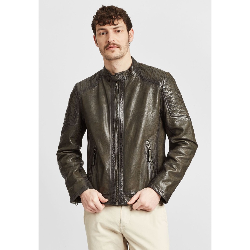 Geaca de Piele Barbati Gipsy Olive Inchis GMDamion LAPIV – IMBRACAMINTE