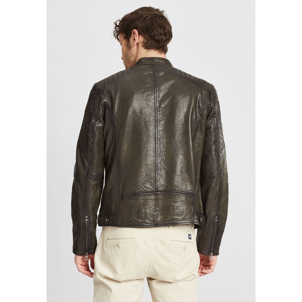 Geaca de Piele Barbati Gipsy Olive Inchis GMDamion LAPIV – IMBRACAMINTE