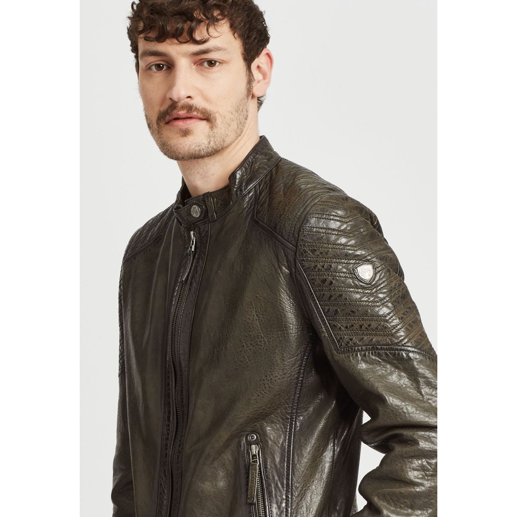 Geaca de Piele Barbati Gipsy Olive Inchis GMDamion LAPIV – IMBRACAMINTE