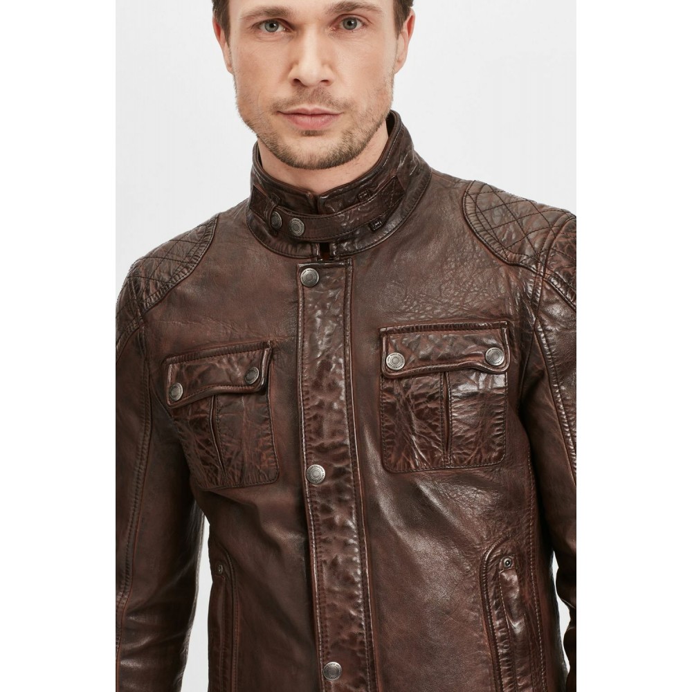 Geaca de Piele Naturala Barbati Gipsy Castanie GMDarric SF STUV Geaca de Piele Naturala Barbati Gipsy Castanie GMDarric SF STUV - readytowear.ro