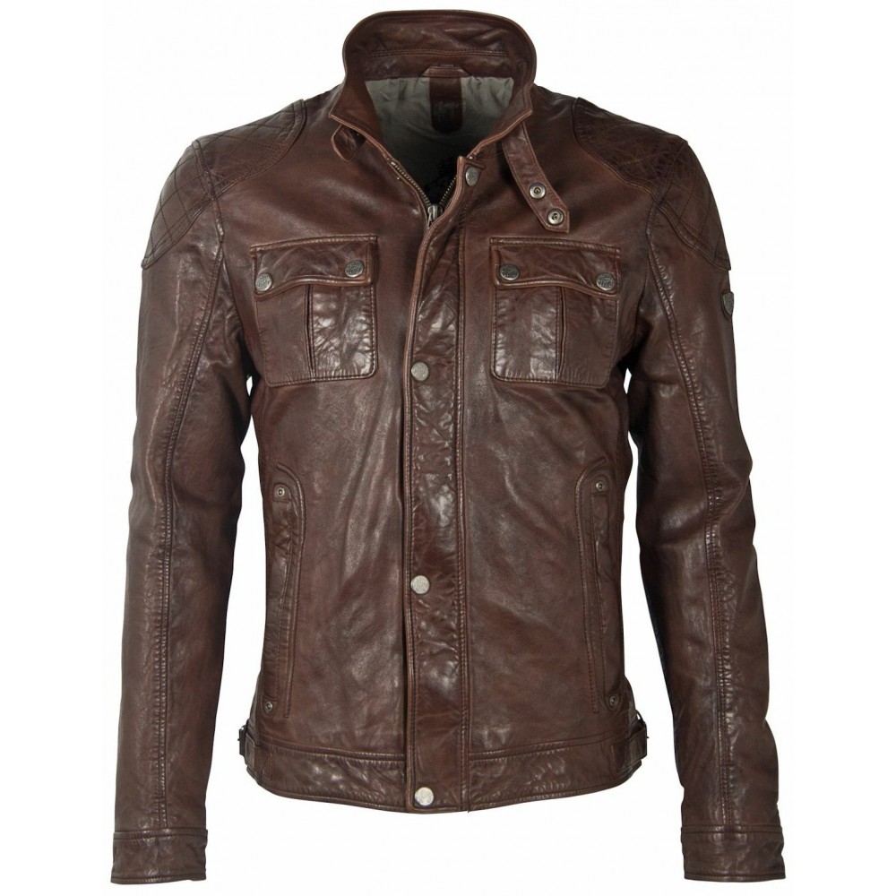 Geaca de Piele Naturala Barbati Gipsy Castanie GMDarric SF STUV Geaca de Piele Naturala Barbati Gipsy Castanie GMDarric SF STUV - readytowear