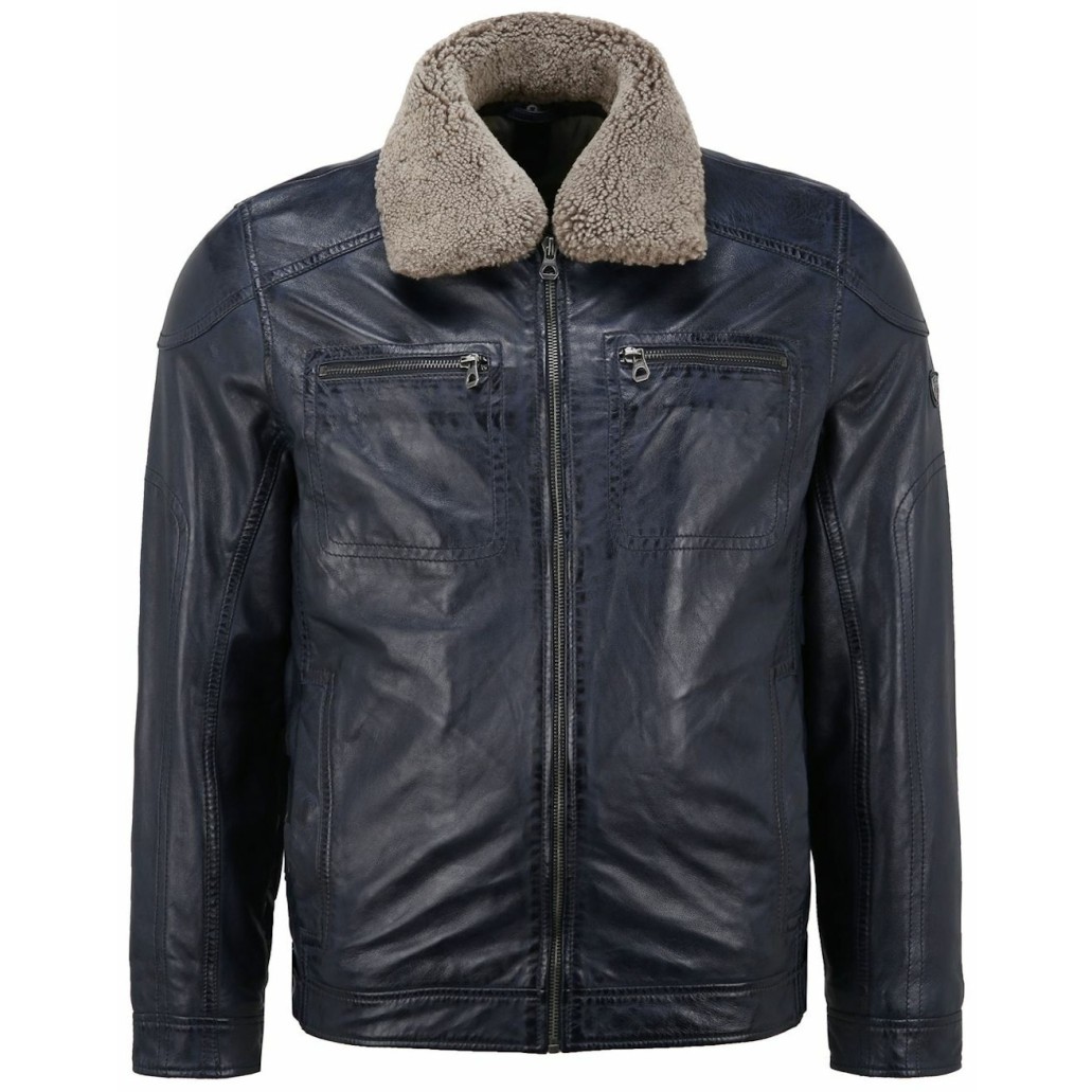 Geaca de Piele Barbati Gipsy Albastru Inchis GMDarron CF LACUV – IMBRACAMINTE