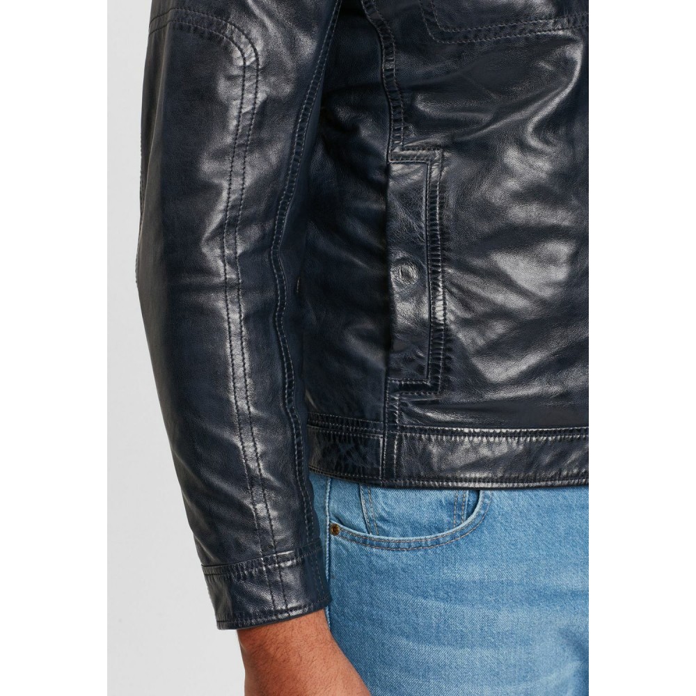 Geaca de Piele Barbati Gipsy Albastru Inchis GMDarron CF LACUV geci de piele - readytowear.ro