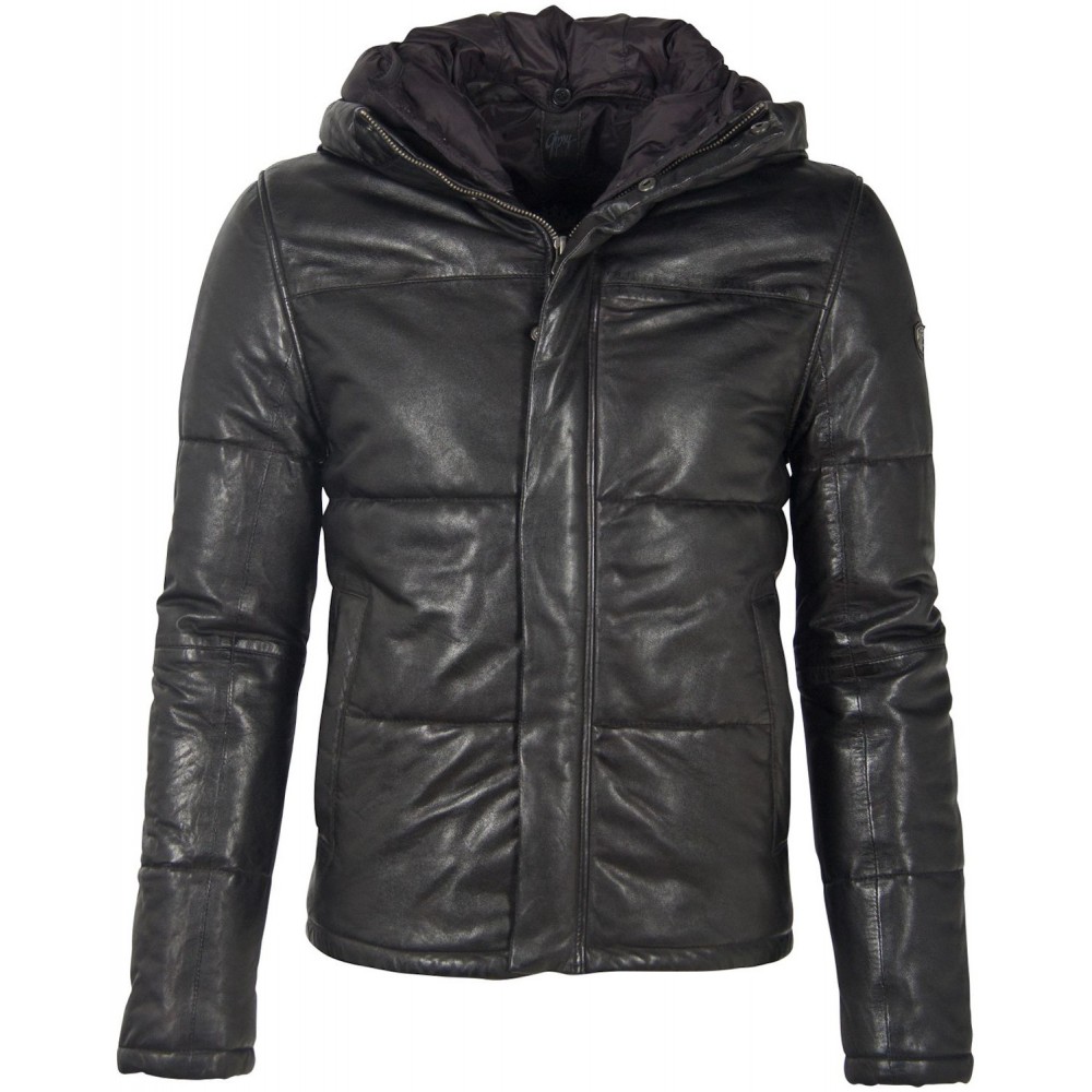 Geaca de Piele Naturala Barbati Gipsy Neagra GMDrale LACEV W - readytowear.ro