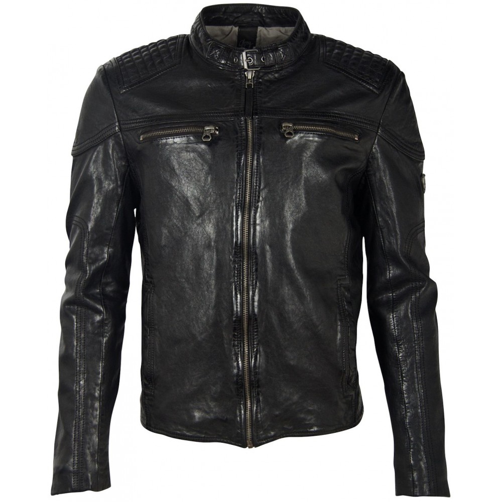 Geaca de Piele Barbati Gipsy Neagra GMFeliks LDAV - readytowear.ro