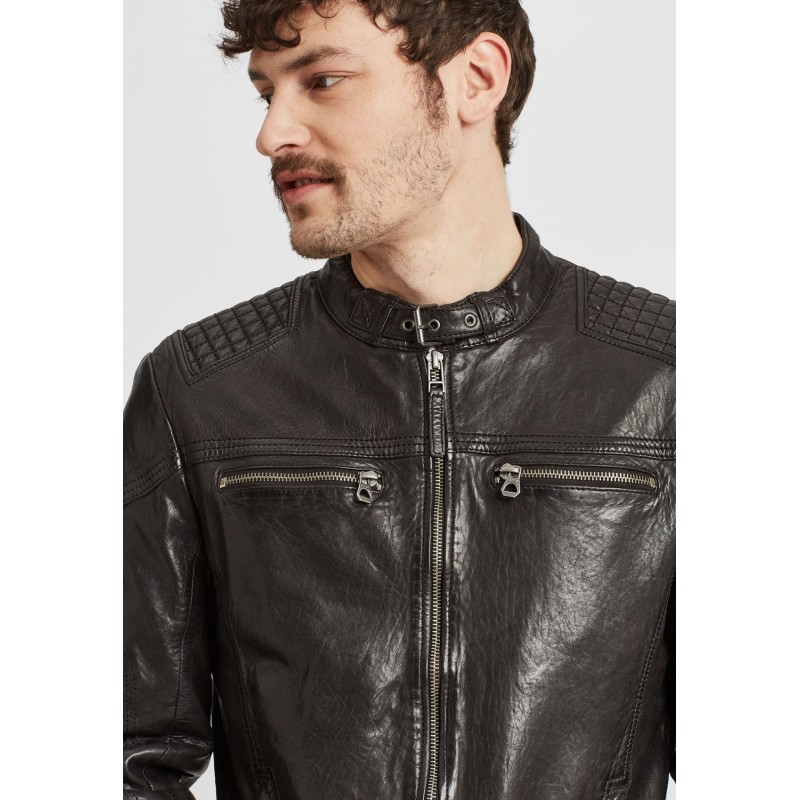 Geaca de Piele Barbati Gipsy Neagra GMFeliks LDAV – Black Friday