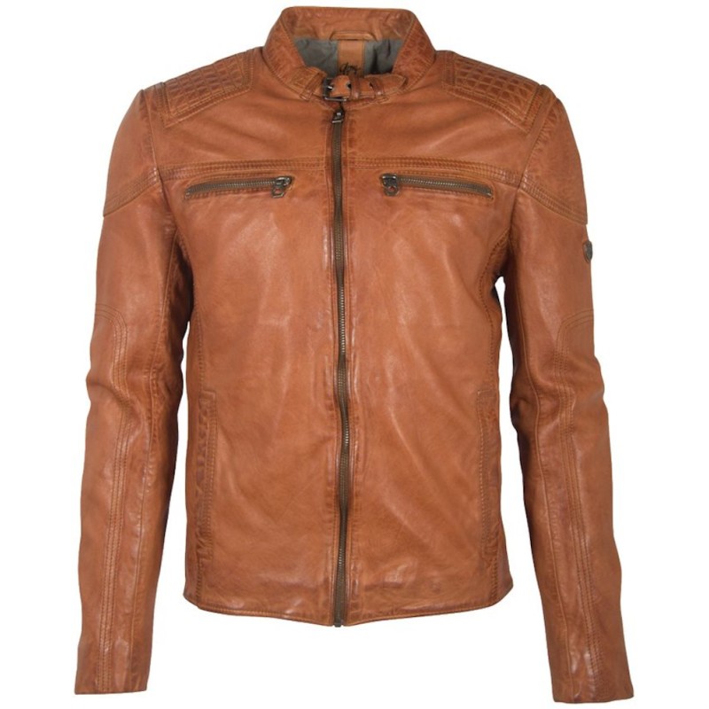 Geaca de Piele Barbati Gipsy Coniac GMFeliks LDAV – IMBRACAMINTE