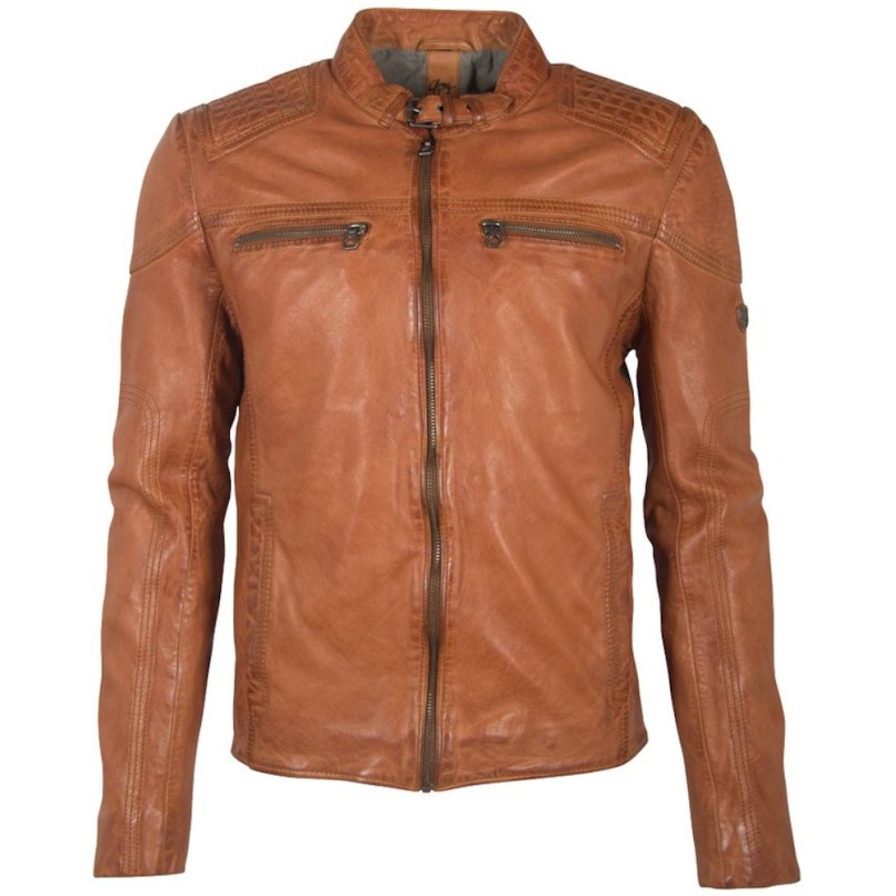 Geaca de Piele Barbati Gipsy Coniac GMFeliks LDAV – IMBRACAMINTE