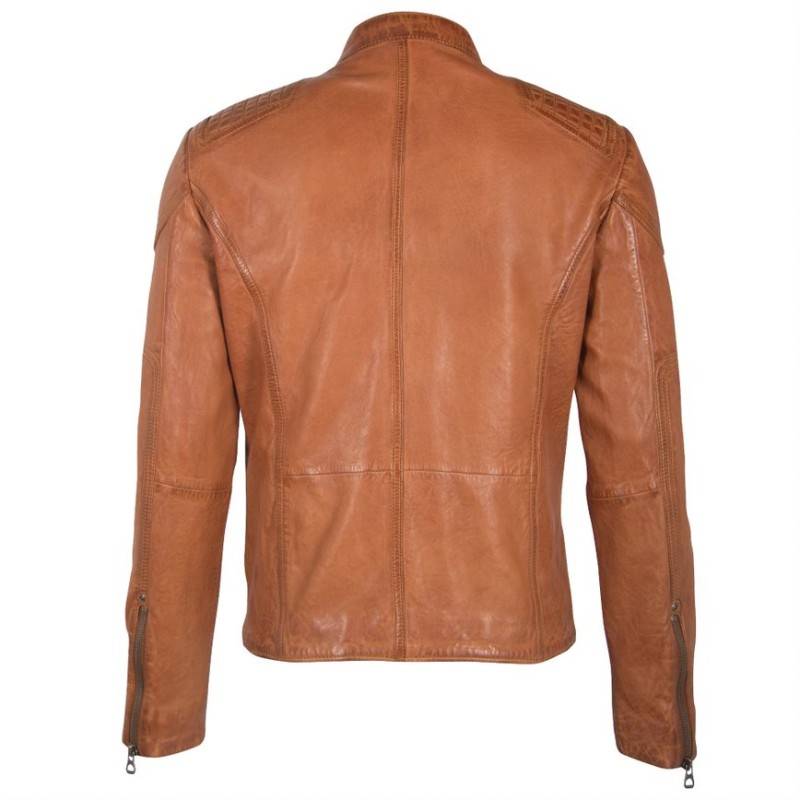 Geaca de Piele Barbati Gipsy Coniac GMFeliks LDAV – IMBRACAMINTE