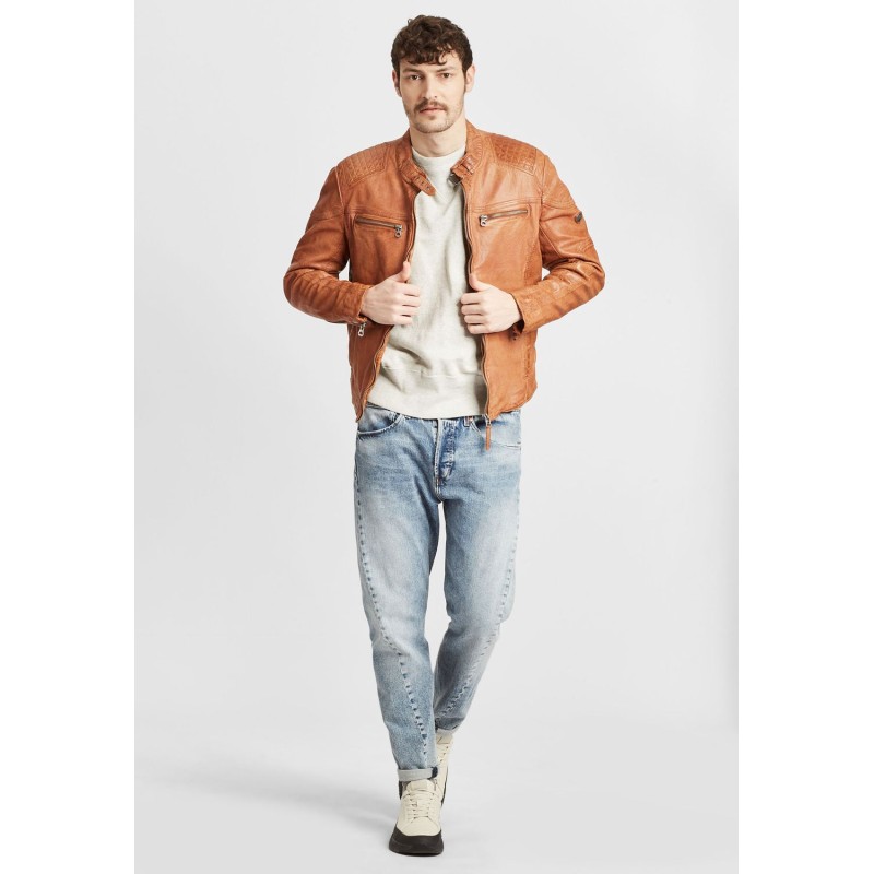 Geaca de Piele Barbati Gipsy Coniac GMFeliks LDAV – IMBRACAMINTE