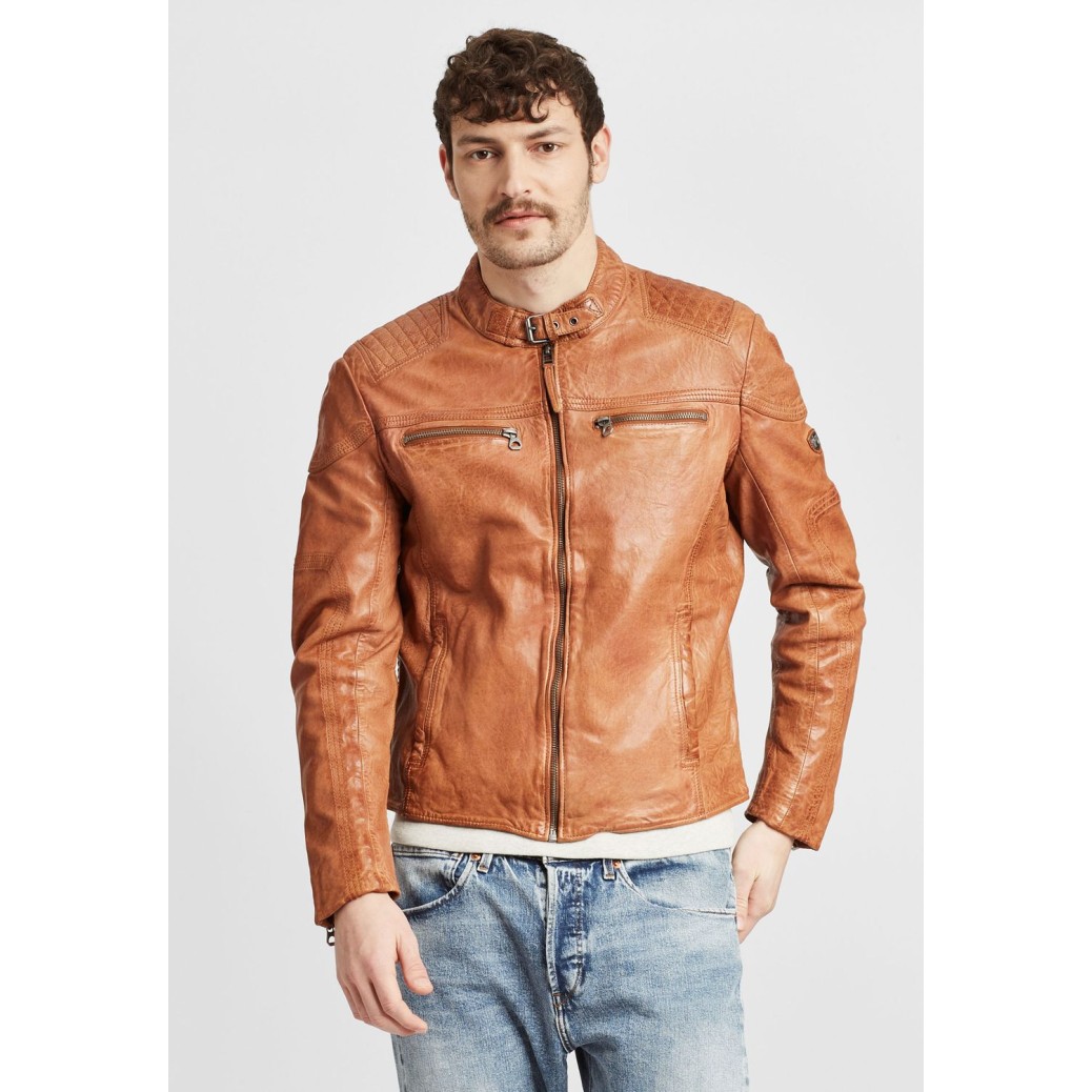 Geaca de Piele Barbati Gipsy Coniac GMFeliks LDAV – IMBRACAMINTE