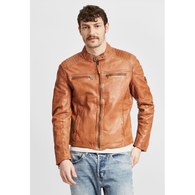 Geaca de Piele Barbati Gipsy Coniac GMFeliks LDAV – IMBRACAMINTE