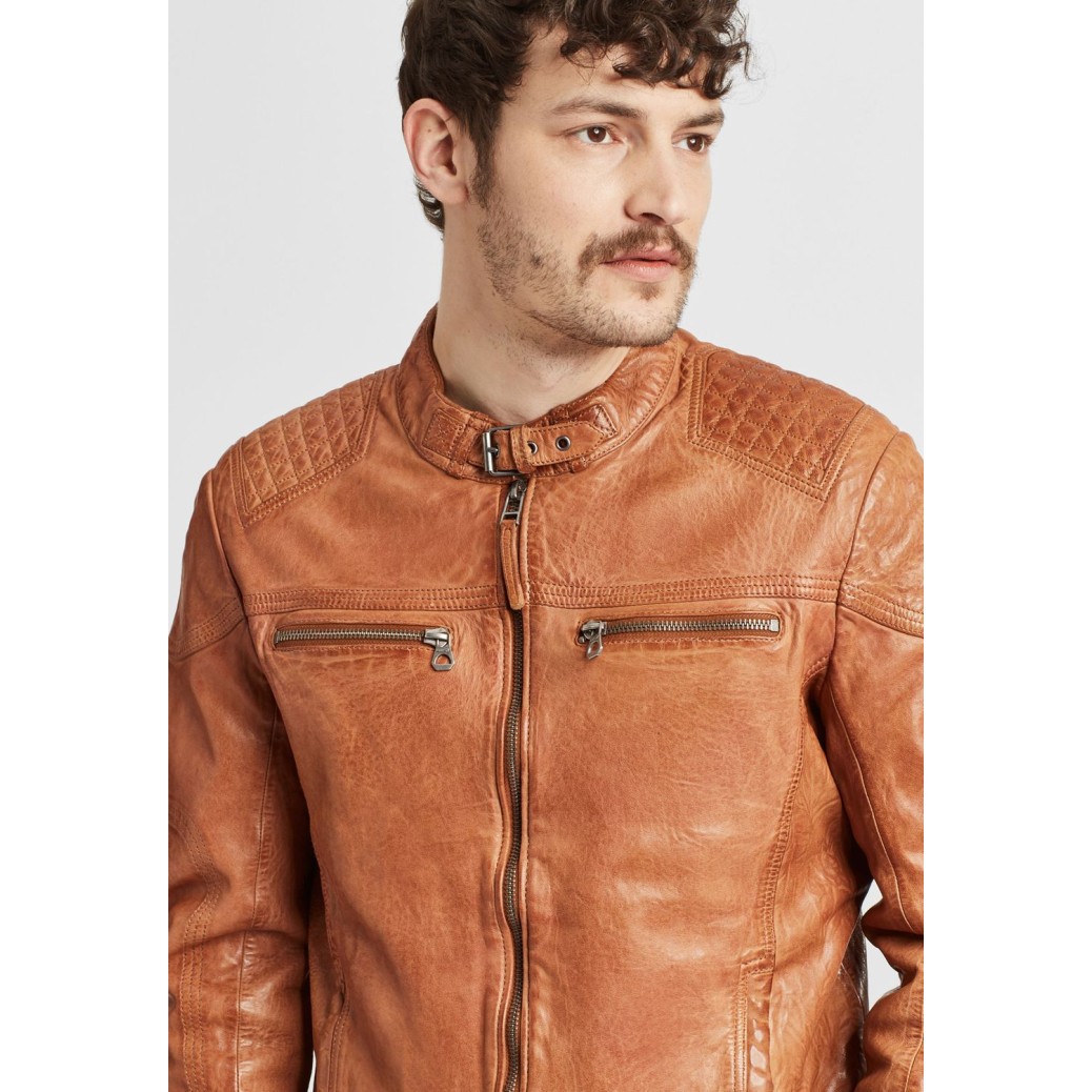 Geaca de Piele Barbati Gipsy Coniac GMFeliks LDAV – IMBRACAMINTE