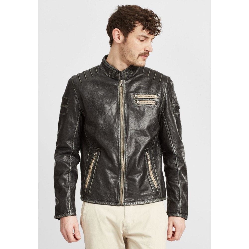 Geaca de Piele Barbati Gipsy Neagra GMJoster SF LABAGV Geaca de Piele Barbati Gipsy Neagra GMJoster SF LABAGV - readytowear.ro