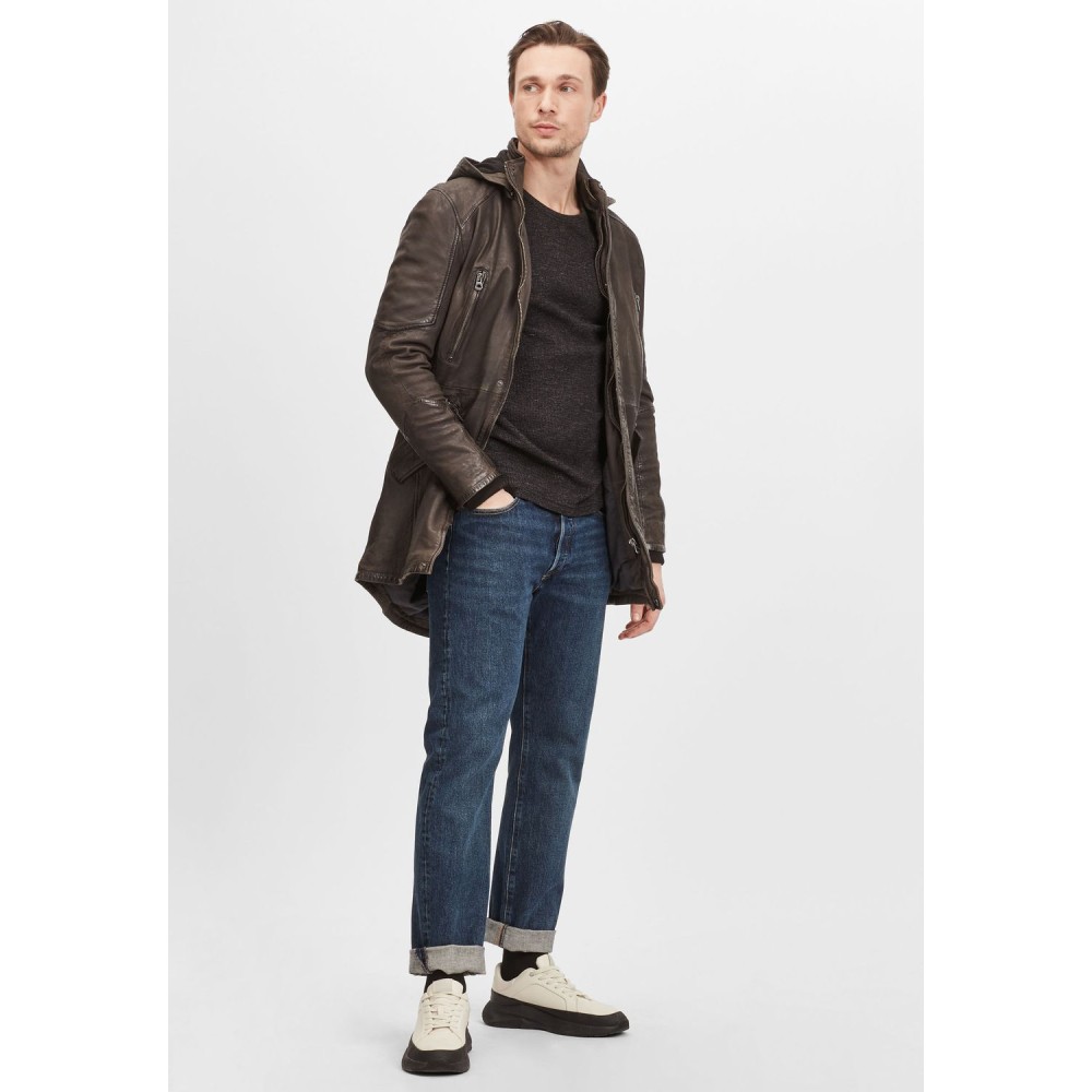 Geaca Lunga de Piele Barbati Gipsy Antracit GMNarron LCOUNTV W geci de piele - readytowear.ro