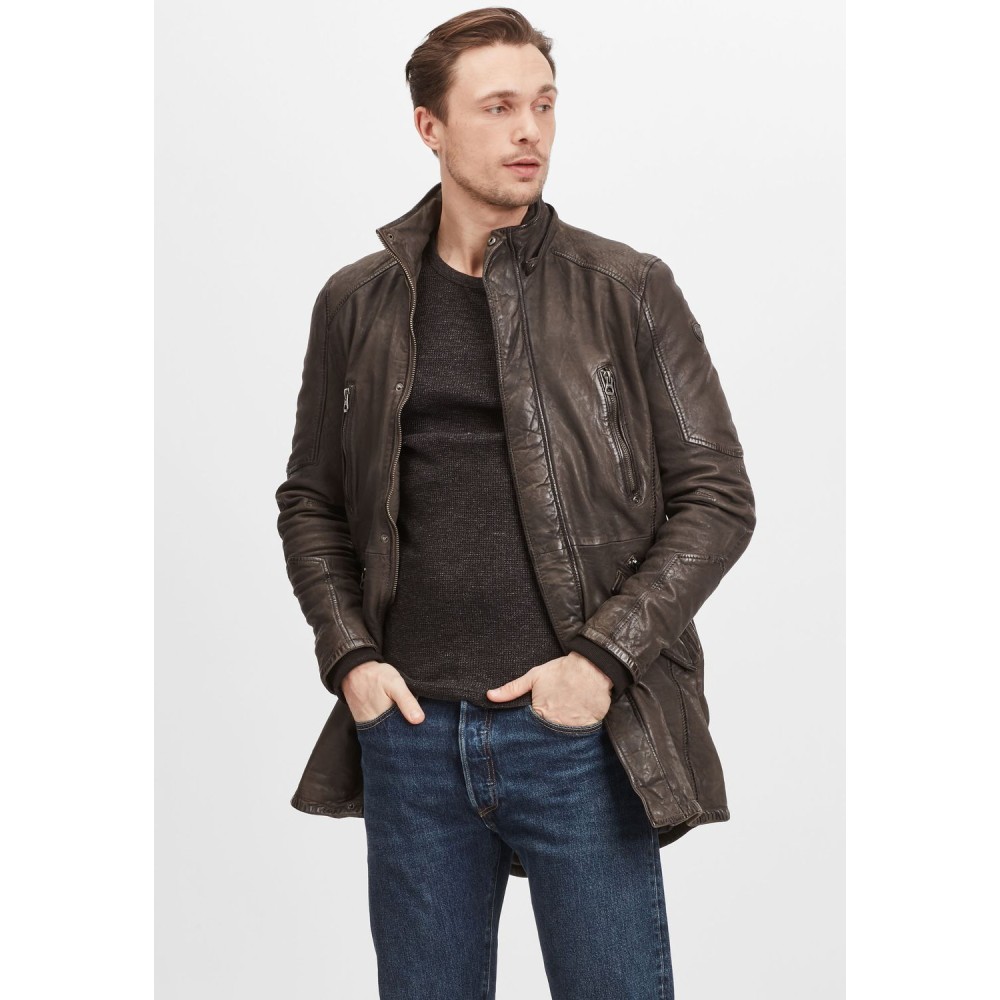 Geaca Lunga de Piele Barbati Gipsy Antracit GMNarron LCOUNTV W geci de piele - readytowear.ro