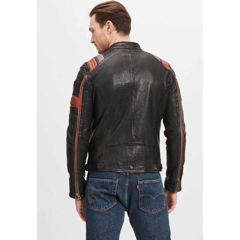 Geaca de Piele Barbati Gipsy Negru/Portocaliu GMNasdo SF LVV – IMBRACAMINTE