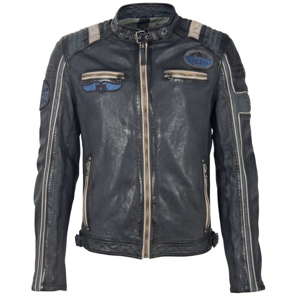 Geaca de Piele Barbati Gipsy Bleumarin Deschis/Albastru GMNasdo SF LVV Geaca de Piele Barbati Gipsy Bleumarin Deschis/Albastru GMNasdo SF LVV - readytowear