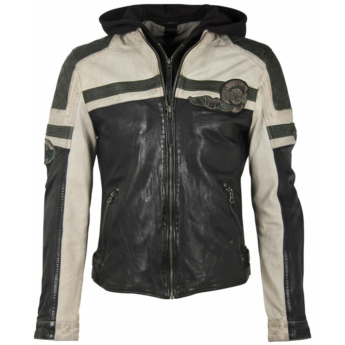 Geaca de Piele Barbati Gipsy Negru/Verde Inchis GMSpeeto SF LAMOV – IMBRACAMINTE Geaca de Piele Barbati Gipsy Negru/Verde Inchis GMSpeeto SF LAMOV – IMBRACAMINTE