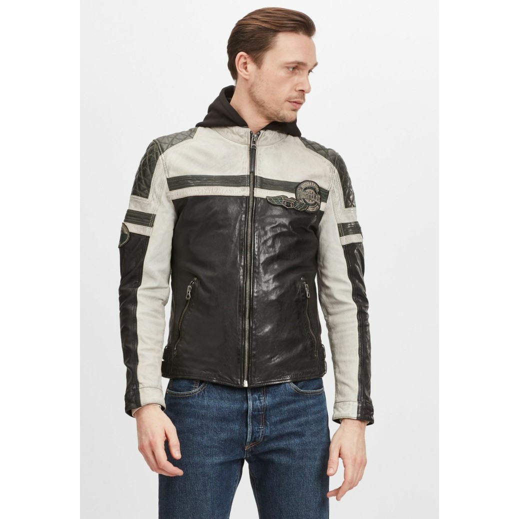 Geaca de Piele Barbati Gipsy Negru/Verde Inchis GMSpeeto SF LAMOV – IMBRACAMINTE Geaca de Piele Barbati Gipsy Negru/Verde Inchis GMSpeeto SF LAMOV – IMBRACAMINTE