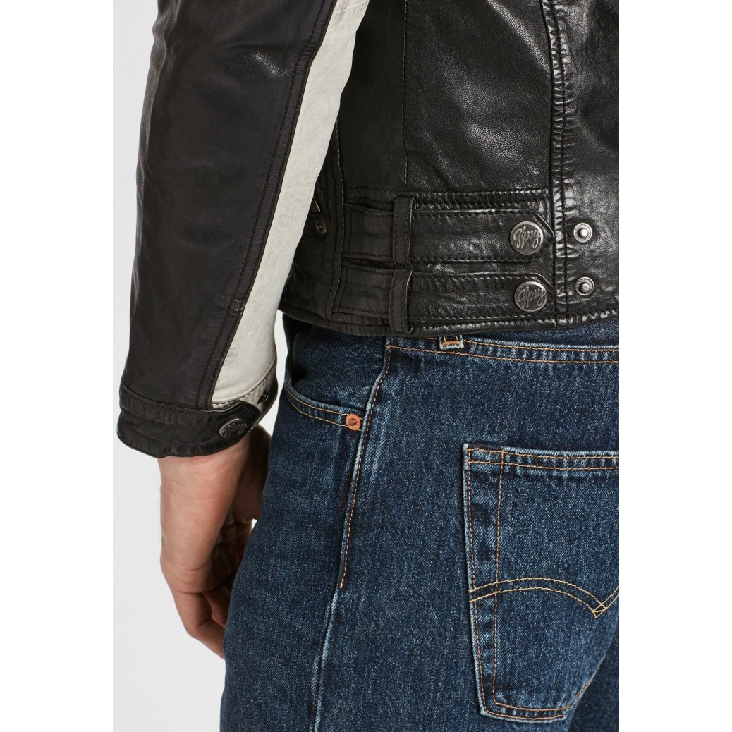 Geaca de Piele Barbati Gipsy Negru/Verde Inchis GMSpeeto SF LAMOV – IMBRACAMINTE Geaca de Piele Barbati Gipsy Negru/Verde Inchis GMSpeeto SF LAMOV – IMBRACAMINTE