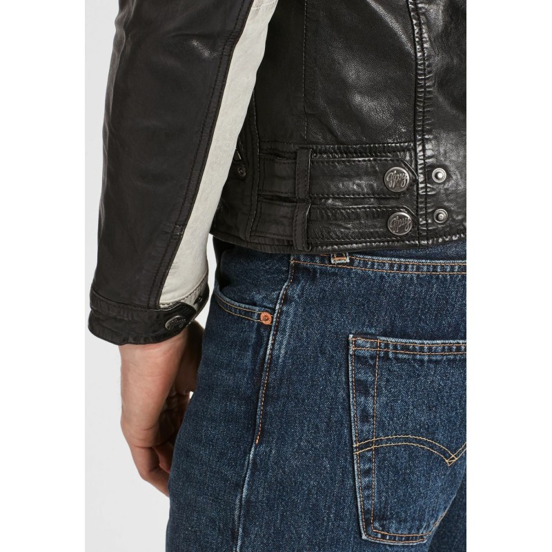 Geaca de Piele Barbati Gipsy Negru/Verde Inchis GMSpeeto SF LAMOV – IMBRACAMINTE