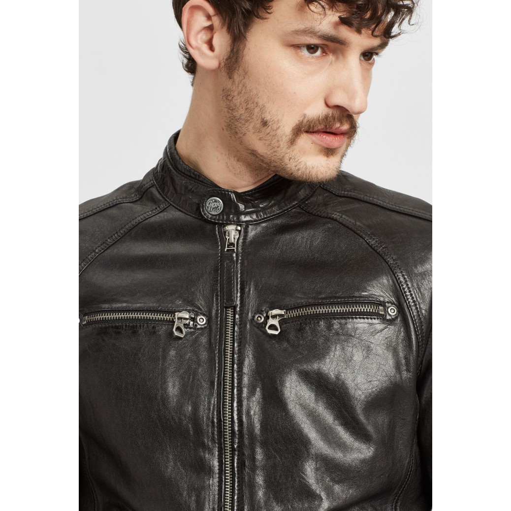 Geaca de Piele Barbati Gipsy Neagra GMTayson LONTV – IMBRACAMINTE